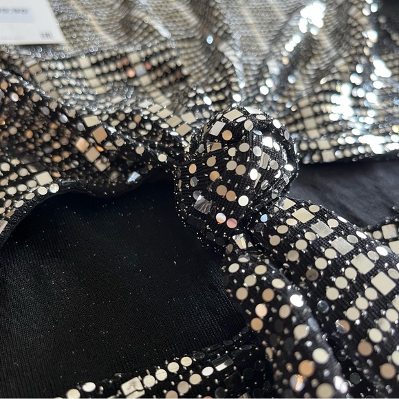 NWT Zara Black Sequins Mirror Cutout Cocktail Mini Dress - Picture 8 of 9